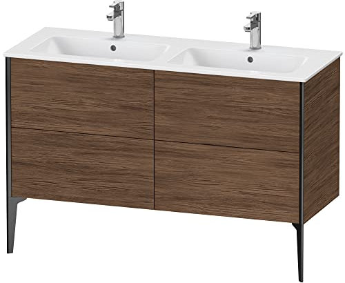 Duravit XViu 4485 Waschtischunterbau stehend, 4 Auszüge, für Doppelwaschtisch ME by Starck 233613, 1280x480 mm, Farbe (Front/Korpus): schwarz matt/nussbaum dunkel - XV44850B221