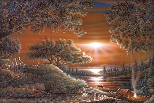 ZXCHEE Papier Peint Panoramique Paysage De Campagne Bois Soleil Peinture À L'Huile 150x105cm Papier Peint Intissé 3D Tapisserie Poster Decoration Murale Chambre Salon