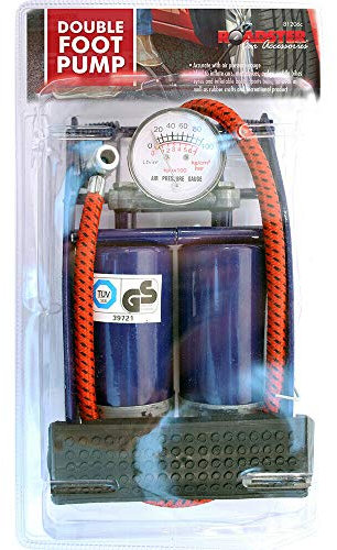 Double Barrel Foot Pump - Air Inflator, For Car Van Bike | Pressure Gauge Backup | Portable, Bicycle Tire Road Bike Floor Air Inflator Diy Tool, Psi Dial, Durable