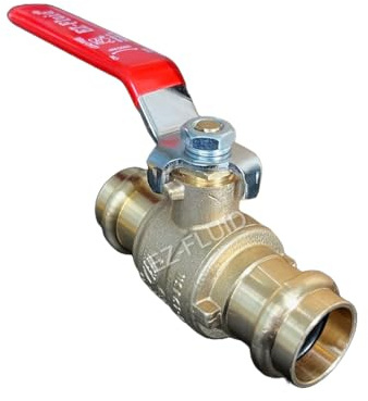 EZ-Fluid Plumbing 3/4 Press Ball Valve Heavy Duty LF Brass Full Port Water Stop Shut Off Ball Valve, For Copper Tubing, Quarter Turn, Red Handle,Pro press Copper Pipe Connection (1Pc)