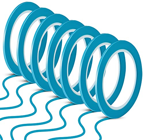 Xuniea 10 Rollos Cintas de Líneas Finas en 1/8 de Pulgada Cinta Adhesiva de Vinilo de Línea Fina de 3 Milímetros Cinta Adhesiva Automotriz de Vinilo Azul Cinta de Pintor, 33 Metros por Cada Rollo