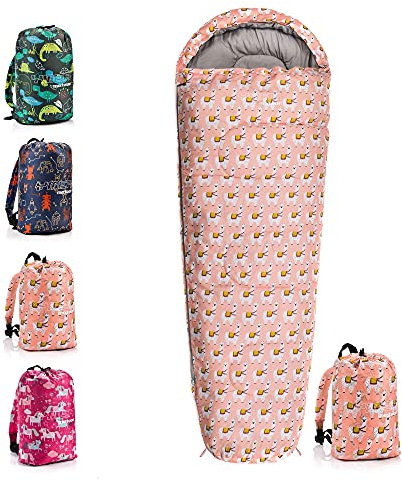 meteor Premium Kinder-Schlafsack mit Rucksack Ultraleicht Kinder Hüttenschlafsack Komfortbel Jugendliche Camping Deckenschlafsack Schlafsack Mini Sleeping Bag