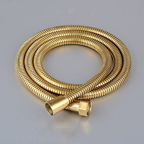 Titan Brauseschlauch 1M 1,5M 2M Extra langer BrauseschlauchDüse Edelstahl Brauserohr vergoldet Duschkopf Space Alu Duschsitz Set schwarzgold,2m Titangold Rohr
