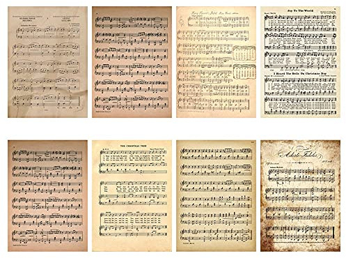 GIVBRO - Fogli di carta per scrapbooking decorativi, spartiti musicali vintage, carta semi-trasparente, carta burro per biglietti fai da te, 10 * 14 cm, 16 pezzi (#E)