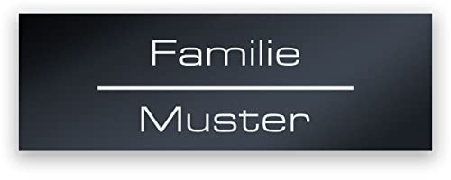 Briefkastenschild Anthrazit mit Gravur personalisiert Türschild Klingelschild Namensschild RAL 7016 - Acrylglas wetterfest und UV-beständig - 90 x 30 mm - Textausrichtung 1