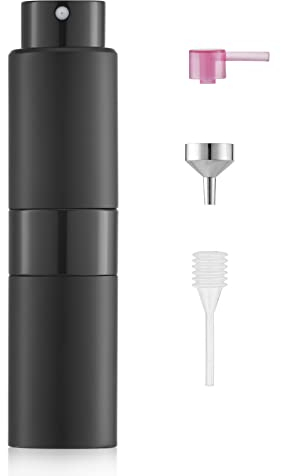 Toureal 20ml Spruzzino Profumo Ricaricabile, Vaporizzatore da Viaggio, Atomizzatore Nebulizzatore Profumo, Bottiglie Porta Profumo Spray (Nero)