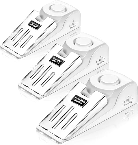 Türstopper Alarm, Türkeil Gummi Kabellos 120dB Türalarm, Türsicherung Einbruchschutz Alarmanlage mit Rutschfestem fürs Haus Weiß