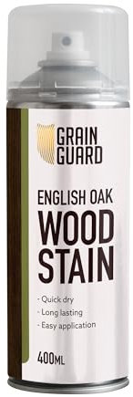 GRAIN GUARD Wood Stain Aerosol | English Oak | Water Based Stain| Easy Spray Application | Quick Dry | 400ml