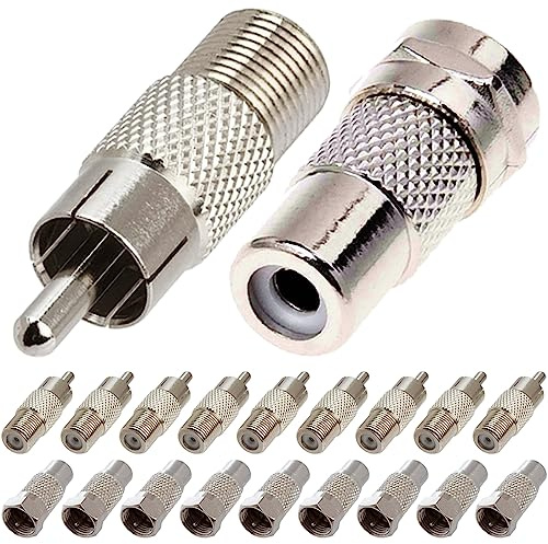 Xiatiaosann RCA Stecker auf F Buchse Adapter und RCA Buchse auf F Stecker Adapter, F-Typ auf Cinch-Videostecker, Koaxialkabel-Konverter-Anschluss (20 Stück)