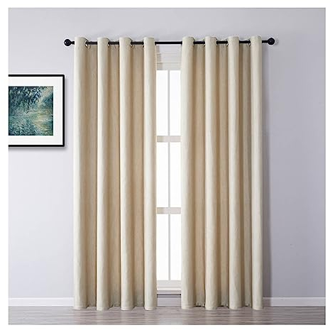 Mesnt Hitzeschutz Fenster, Leinen Einfarbiger Verdunkelungsvorhang, Braun, H229 x B107 cm