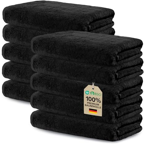 Ôhm Gästehandtuch Baumwolle 30x50 cm Schwarz 10er-Set