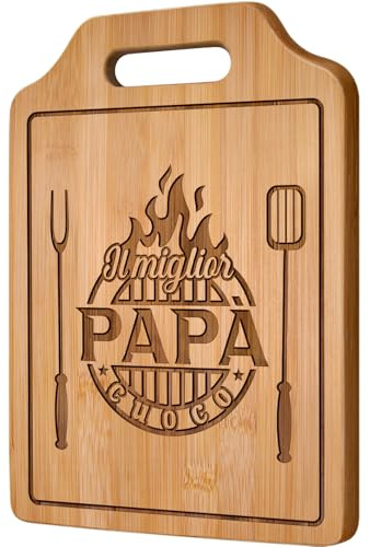 Giftasy Regalo Papà, Regalo Papa Compleanno - Tagliere in Bambù Inciso | Regali per Uomo Originali, Idee Regalo dei Figli per il Padre Cucina, Regalo Festa del Papà Originali
