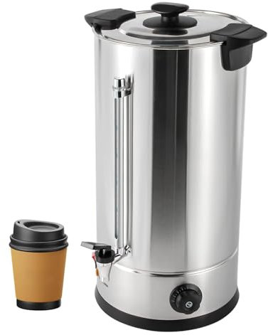 ANSNOW Hot Water Dispenser, 25L/6.6 Gal Commercial Stainless Steel Electric Hot Water Boiler with Double-Layer Barrel Wall, Portable Thermaltable Tea Urn Coffee Boiler with Practical Faucet for Hot