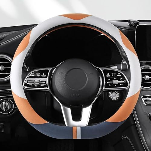 Auto Lenkradbezug für Corolla/Crown/Crown Majesta/Etios/Levin/Mark X/Mirai/Premio, Anti Rutsch Atmungsaktiv Fell Wenden Auto Lenkradabdeckung Lenkradhüllen Zubehör,D-Yellow