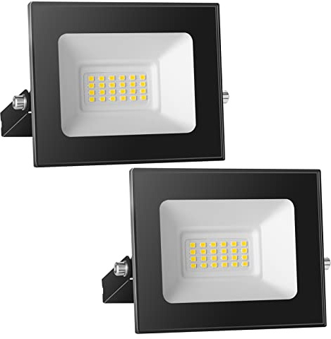 loyal Proyector LED 12V DC, 20W Proyector LED Proyector IP65 Resistente al agua, 6000K Blanco frío LED luces de pared al aire libre, 2000LM Proyector LED para jardín, patio, terraza, garaje,2-piezas | Foco LED superbrillante, IP65, resistente al agua, 2000 lm, ideal para jardín, patio, terraza