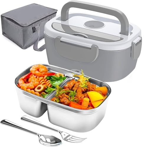 Movehii Lonchera eléctrica portátil para el trabajo, calentador de alimentos de 80 W, calentador de alimentos para coche, camión, oficina, 1.5 L, potable, autocalentable, para adultos