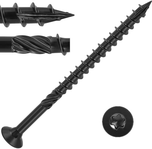VGBUY Deck Screws #14 x 8 inch,Heavy Duty Exterior Wood Screws,Torx Drive Head Deck Screw Black Rust Resistant Epoxy Coated,Long Outdoor Decking Screws with Star Bit,for Fence,Timber(15 pcs)