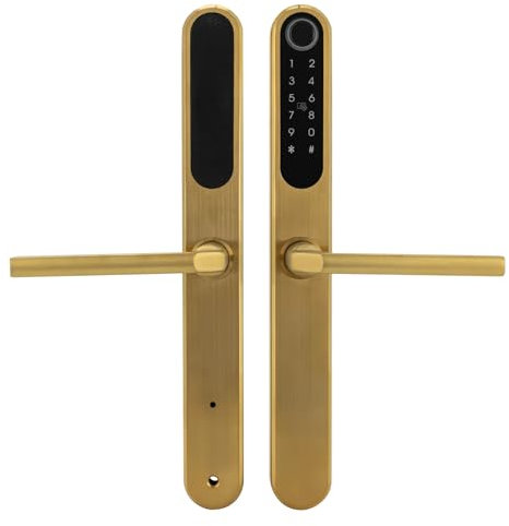 Serratura intelligente per porta con impronte digitali, serratura intelligente con maniglia, serratura digitale, maniglia per porta Smart Home con impronte digitali (oro)