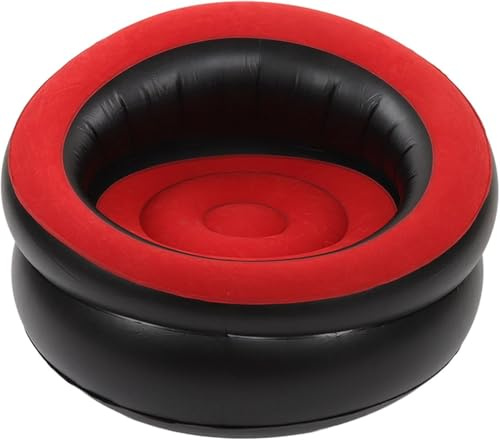 mumisuto Aufblasbare Couch, Beflockte Aufblasbares Sofa Ultraweicher Sofa Stuhl Beflocktes Luftsofa mit Quick Valve Luftsessel für Wohnzimmer Schlafzimmer (Rot)