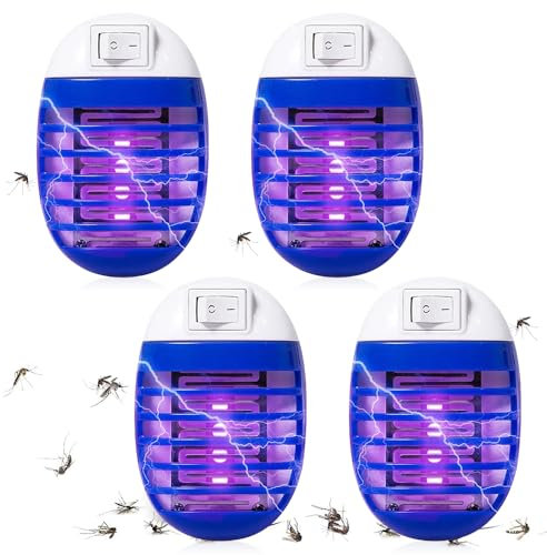mizikuu 4 Pezzi Lampada Antizanzare Elettrica, Zanzariera Elettrica con Luce UV Ammazza Zanzare Elettrico Anti Zanzare Mosche Elettrico per Casa Giardino Campeggio Interni ed Estern