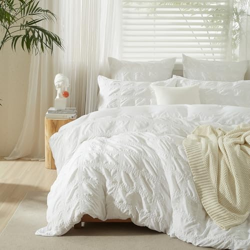 Gezu Seersucker - Juego de cama (240 x 260 cm, 240 x 260 cm, para adultos, suave, elegante, ropa de cama para 2 personas, con 2 fundas de almohada de 65 x 65 cm con cremallera