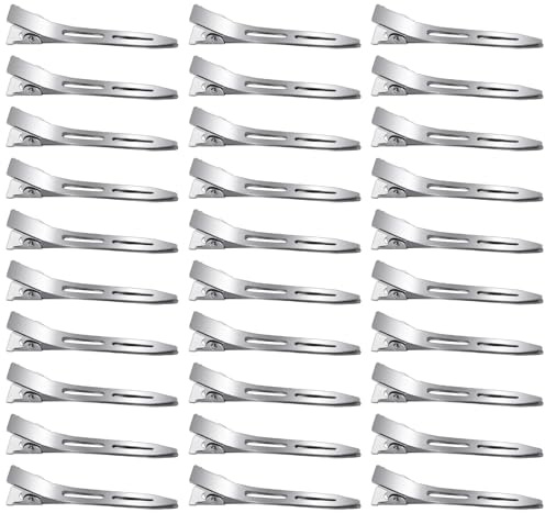 30 Stück Entenschnabel Haarspangen Metall, 5,5 CM Haarclips Silber | Rutschfestes Metall, Glatt & Rostbeständig, Für Abteilen, Styling Und Friseursalon