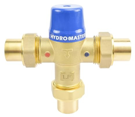 Hydro Master Thermostatic Mixing Valve, LF Brass Construction, Temperature Control, 3/4 Inch Sweat
