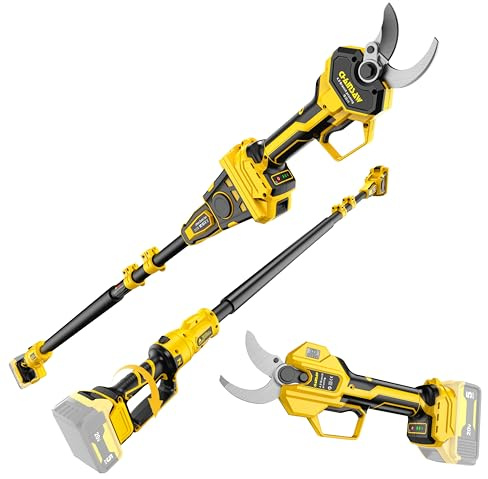 2-IN-1 Electric Pole Pruning Shears Cordless Compatibility with Dewalt 20V MAX Battery, 1.6 Cutting Diameter Pruner, 14.8 FT MAX Extension Pole Saws for Tree Trimming(NO Battery) (Pruning Shears-1)