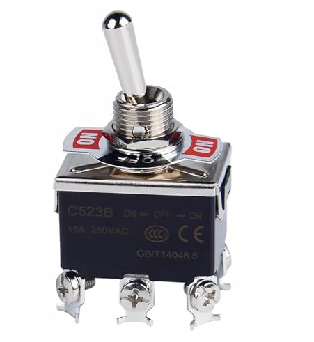 1 pz Interruttore a levetta C523B autobloccante C5R23B Molla 6 pin ON-OFF-ON 15 A 250 V CA bipolare doppio lancio(C523B)