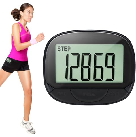 Pedometer Step Counter, Steps Counter with Digital Display | Walking Pedometer with Clip & Large Display Screen, Sport Pedometers For Walking Men Women Kids, Running, Distance