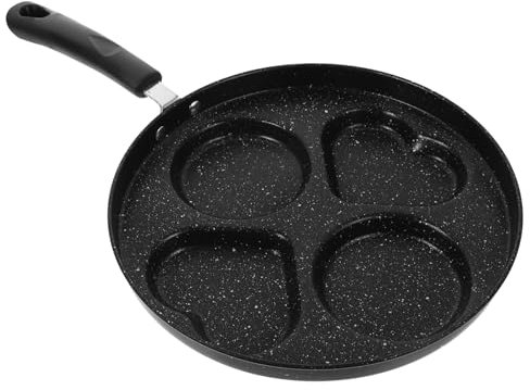 jojomis Poêle à frire antiadhésive en forme de cœur avec long manche – Parfaite pour les œufs, crêpes et hamburgers – Poêle en fer de 40,9 x 23,9 cm
