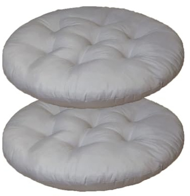 Mozzeilee Rundes Stuhl-Sitzkissen, 40 x 40 cm, Esszimmerstuhlkissen, 2er-Set, 4/6/8 Stück, Outdoor-Rattan-Möbel, Sitzmatte für Wohnzimmer, Büro, Garten, Terrasse (Hellgrau, 2 Stück)