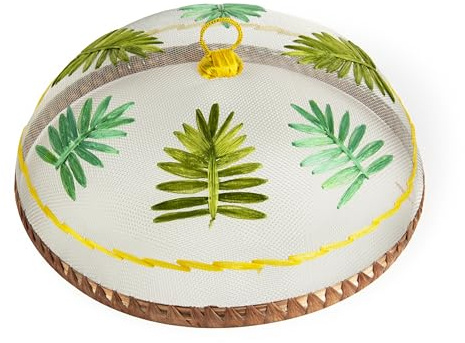 Excelsa Foliage Coprivivande in Metallo con Decoro Foglie e felci, Decorato a Mano in Rafia, 30 cm
