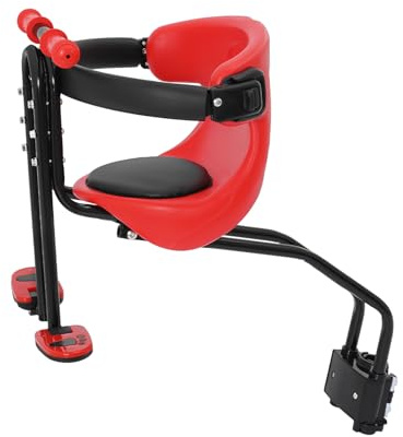ureggvbu Siège enfant VTT 50 kg | Siège enfant VTT avec clôture amovible et siège en polyuréthane | Universel pour 8 mois à 4 ans, rouge/noir, installation à une main