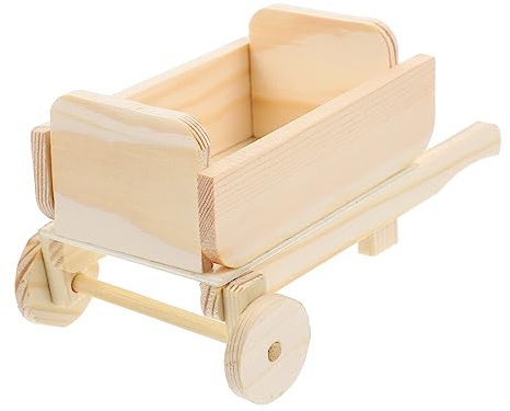 OFFIGAM Miniature Wood Cart Model DIY Assembly Small Farm Toy Mini Cart Simulation Model for Garden Decor and Dollhouse Accessories