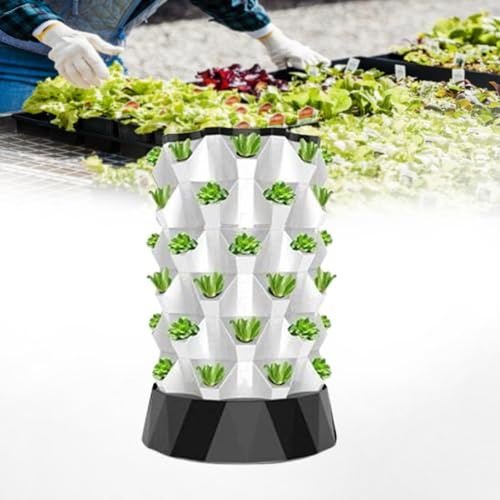 Sistema di coltivazione idroponica - Torre idroponica verticale da giardino con pompa, kit aeroponico per coltivare fragole, pomodori, lattuga, 80 fori