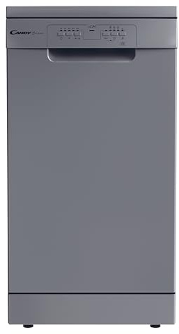 Candy Brava CDPH 2L1049S Lavavajillas 45 CM, 10 Servicios, 5 Programas, Inicio Diferido 3-6-9 H, Indicador Sal y Abrillantador, Indicador Fin de Ciclo, 49DB, Inox