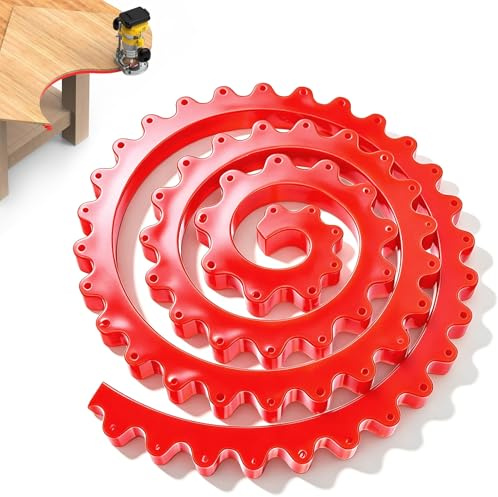 Flexible Kurvenschablone für Die Oberfräse, Kurvenlineal Fräsen von Profilleisten, Verzahnte Kette Frässchablone,Mehrpunktbefestigung Frässchablone für Holzbearbeitung mit Profilierstreifen (Rot, 2M)