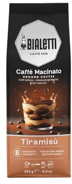 Bialetti Perfetto Moka Caffè Macinato, 1.5 Kg, Caffè aromatizzato al TIRAMISU' - 6 x 250 g Tiramisù