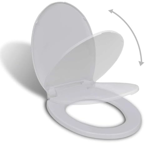 Abattant WC, Lunette de Toilette Lunette Cuvette WC Siège de Toilette à fermeture en douceur Blanc Ovale