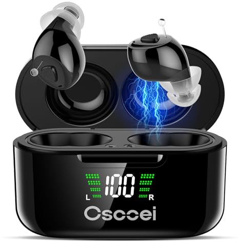 Premium 32-Channel Digital OTC Hearing Aids for Seniors & Adults - Invisible In-Ear Sound Amplifier with Rechargeable Charging Case,Noise Cancelling,for Mild to Moderate Hearing Loss,Auto On/Off