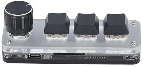 Haofy Mini Clavier à Interrupteur Rouge personnalisé avec LED RVB pour Le Contrôle de la Musique au Bureau de Jeu, Clavier Filaire USB C pour Usage Industriel, Mini Mécanique à 3 Touches pour Plus