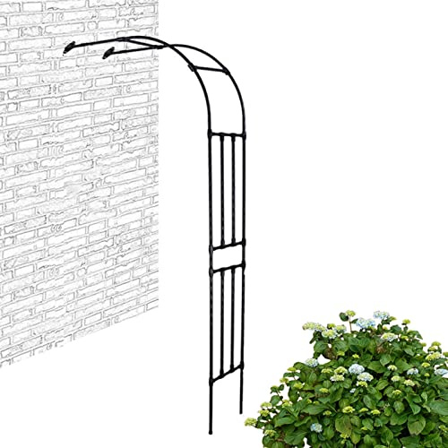 Halbbogen Rosenbogen Metall Verzinkt, Stabiler Garten-Torbogen als Rankhilfe und Rankgitter für Kletterpflanzen, wetterfestes Design für Garten und Außenbereich(Schwarz,W180XH240CM)