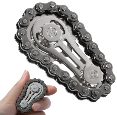 GNALIA Spinner Con Ingranaggi, Fidget Bike Chain, Giocattolo Antistress Per Adulti, 1 Pezzo, Dimensioni 6X3.5X1.1Cm, Nero