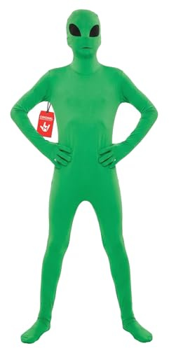 Morphsuits Grön rymdvarelse helkroppsdräkt, utomjordingsdräkt barn för halloween och karneval, storlek M