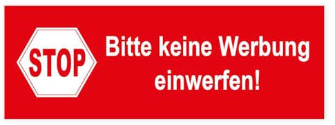 easydruck24de Aufkleber 5 Stk. Bitte keine Werbung einwerfen! rot - hin018 | gegen Reklame im Briefkasten, witterungsbeständig, vergilbungsfrei, UV-beständig