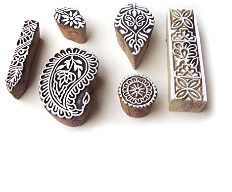 Royal Kraft Indian Paisley and Leaf Motif Wood Block Stamps (Set of 6)