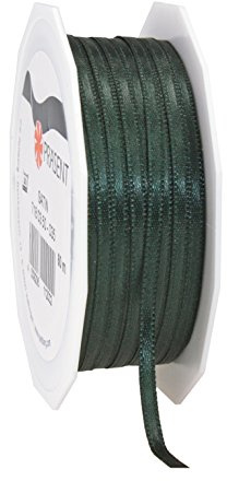 PRESÄSENT C.E. Pattberg Satin grangrön, 50 m satinband för inslagning av gåvor, 3 mm bred, presentband för dekoration och hantverk, dekorband, tillfälle