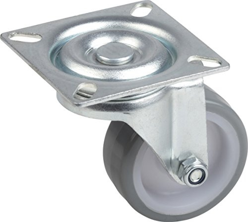 Metafranc Lenkrolle Ø 50 mm – 60 x 60 mm Platte – Gleitlager | Polyurethan-Rad – Weiche Lauffläche – 65 kg Tragkraft – Transportrolle – Möbelrolle – Schwerlastrolle – für Möbel