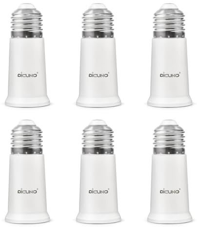 DiCUNO E27 a E27 5CM Adaptador extensor, extensión de portalámparas de lámpara, adaptador de portalámparas para bombillas LED y CFL, Pack de 6